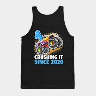 Monster Truck 4 Year Old Boys 4Th Birthday Party Born 2020 Tank Top